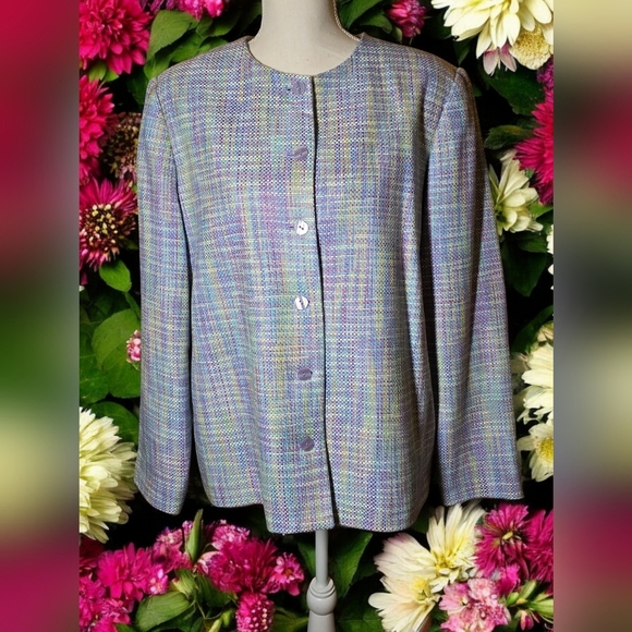 Alfred Dunner Multicolor Tweed Blazer size 14 - Picture 1 of 8